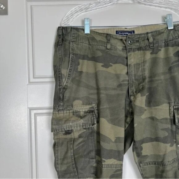 Abercrombie‎ Fitch Rustin Athletic Slim Cargo Pants Green Camo 32 x 30 *see note - Picture 3 of 11